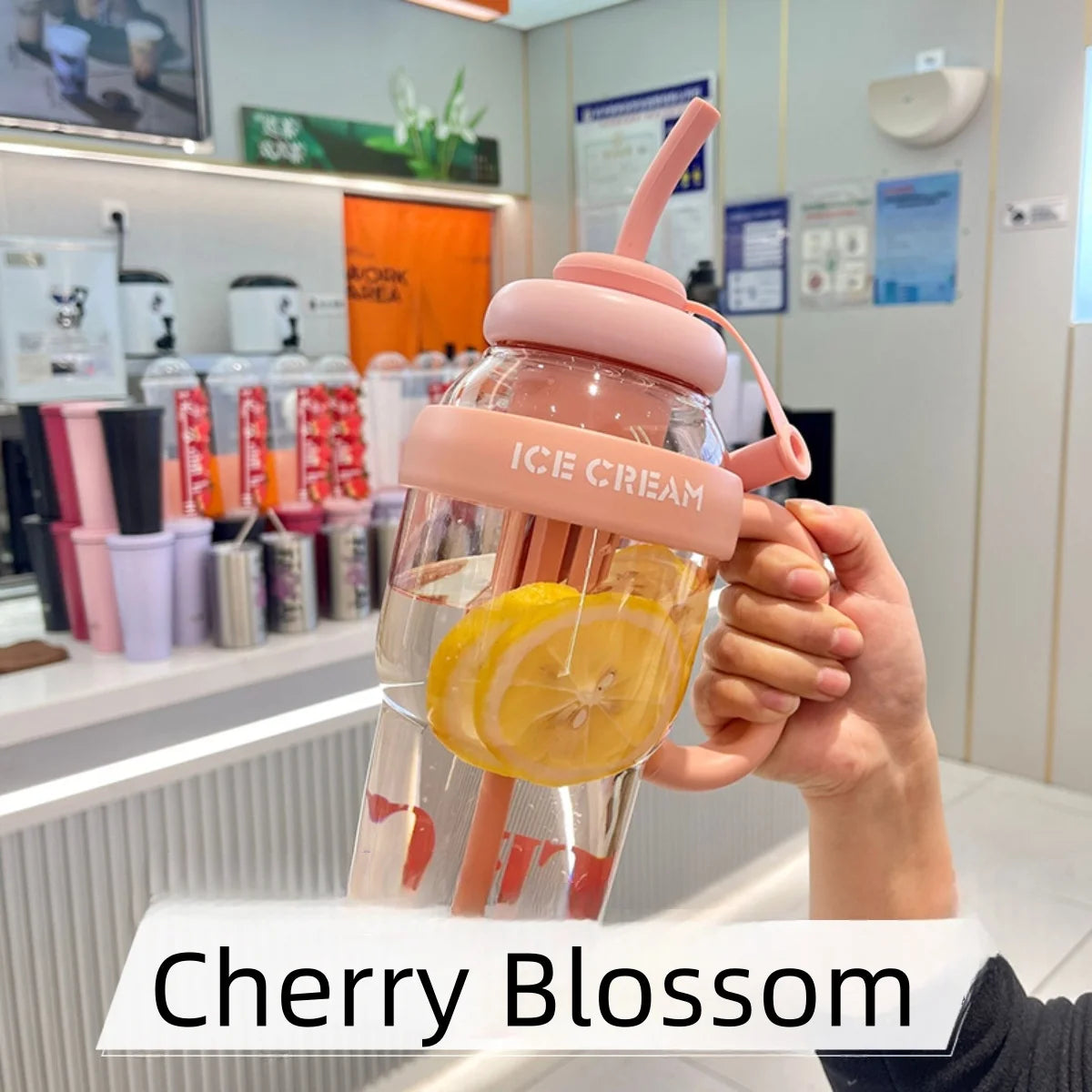1300ML Large Capacity Plastic Water Bottle Cute Portable Children's Plastic Cup Leakproof with Straw Sports Water Cup Summer