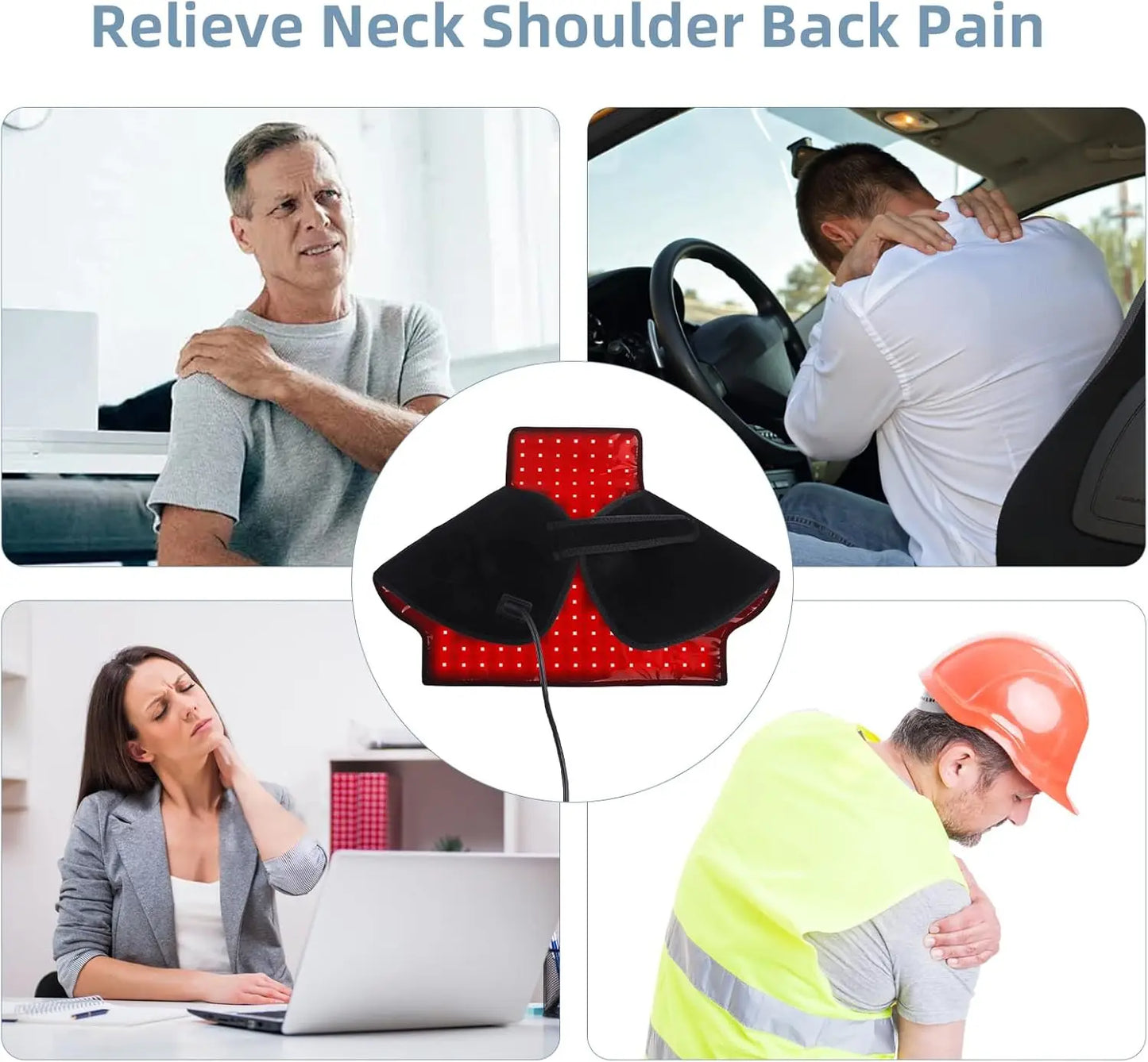 Red Infrared Light Neck Shoulder，Large Wearable Wrap Pad 660&850 nm Dual-chip LED Red Light Therapy Device for Muscle relaxatio