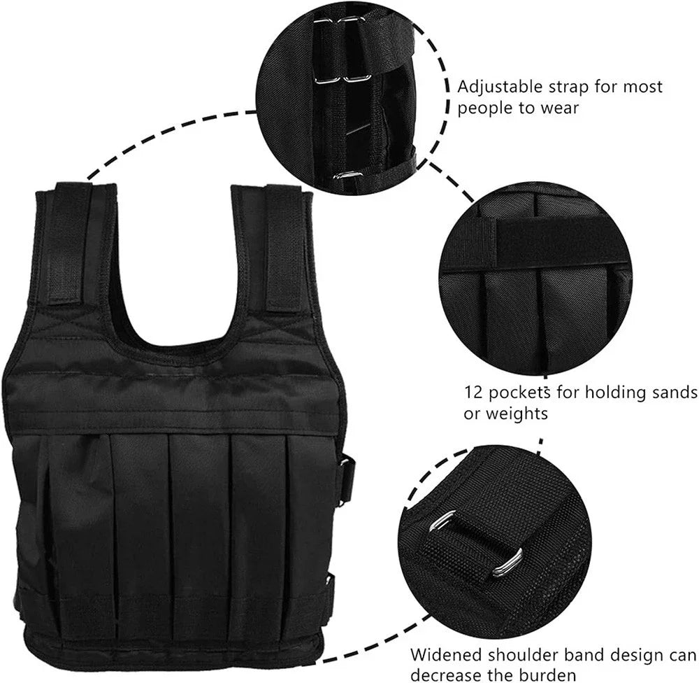 110Lbs Adjustable Exercise Weighted Vest Training Suit Workout Fitness Waistcoat Fitness Equipment Accessories Jogging Walking