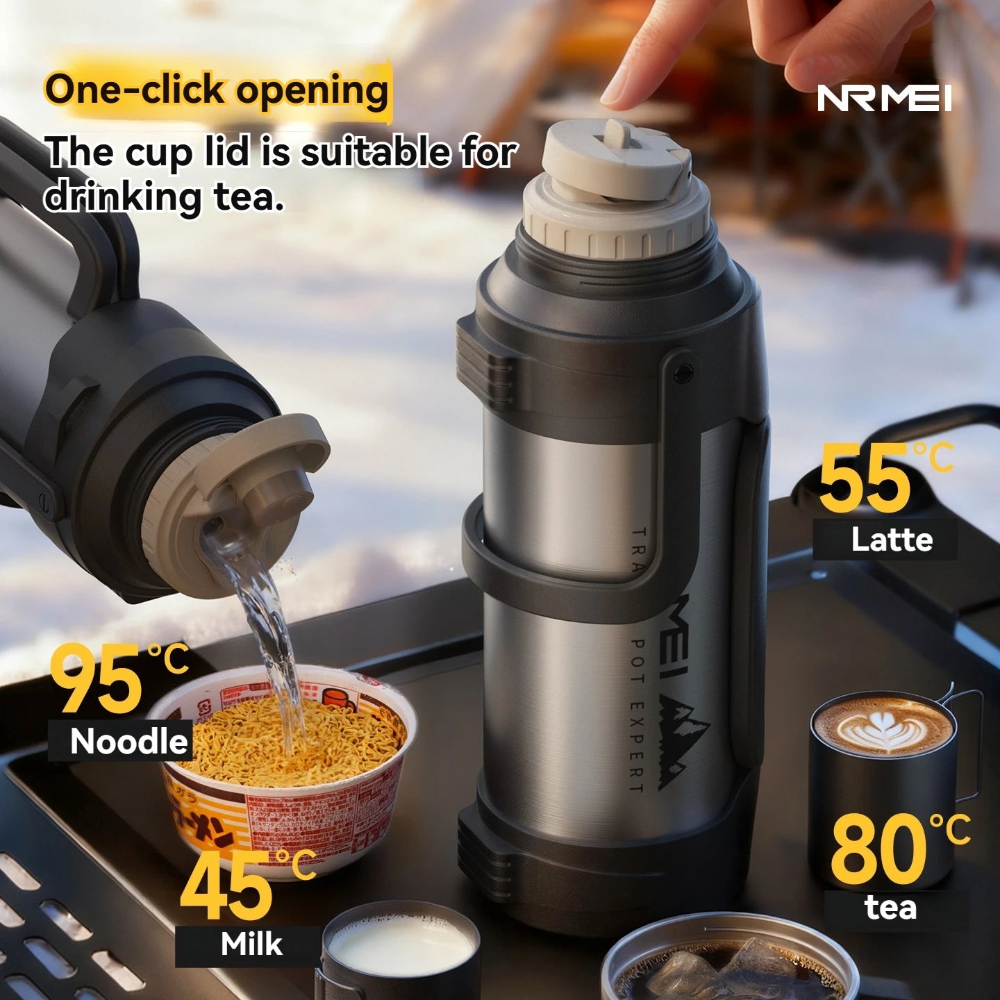 Nrmei Large Capacity Stainless Steel Water Bottle Insulated Vacuum Flask for Outdoor Camping And Adventure Water Preservation