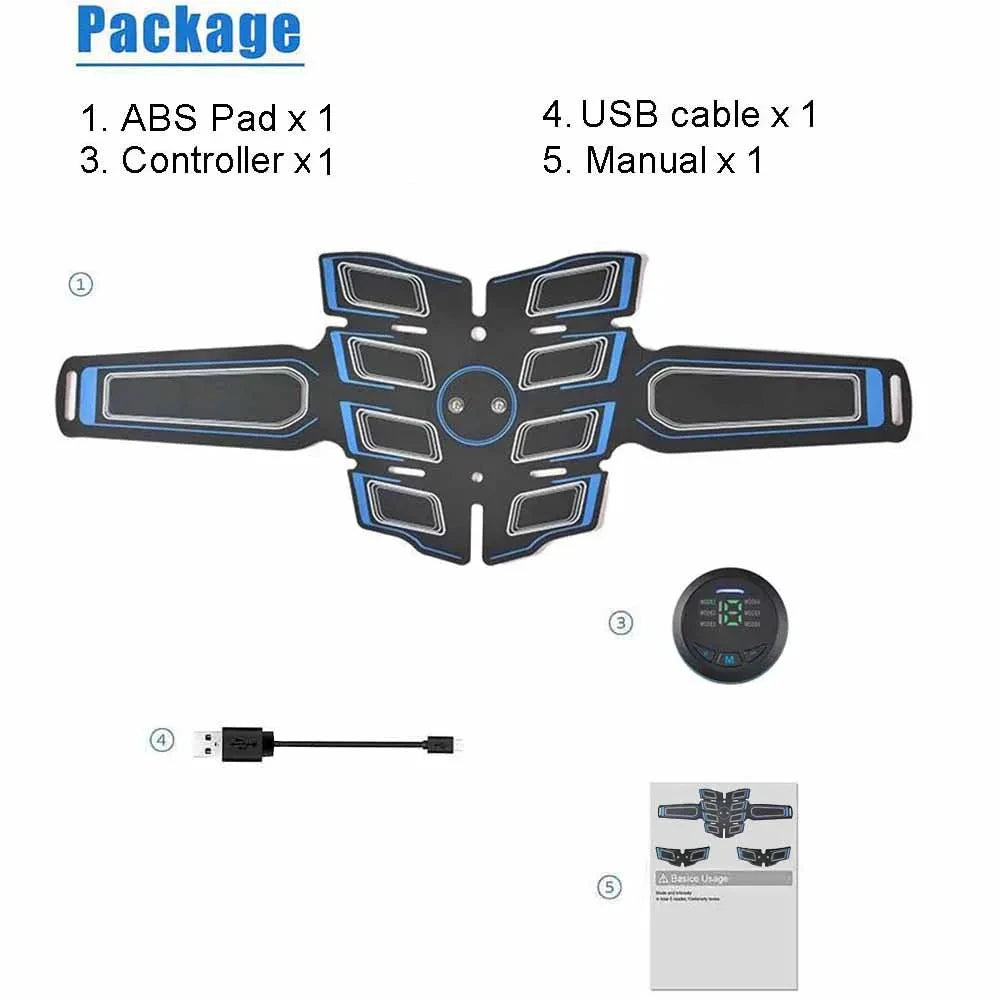 USB Rechargeable Portable Electronic Training Belt Abdominal Muscle Trainer Fitness Exercise Massager for Core Strength