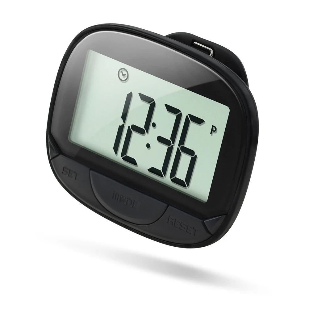 Clip-On Pedometer Electronic Pedometer Large Screen Simple Step Tracker Multifunctional for Adults Seniors Dog