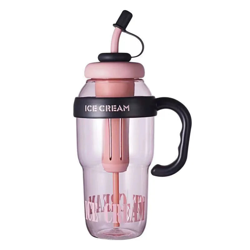 1300ML Large Capacity Plastic Water Bottle Cute Portable Children's Plastic Cup Leakproof with Straw Sports Water Cup Summer