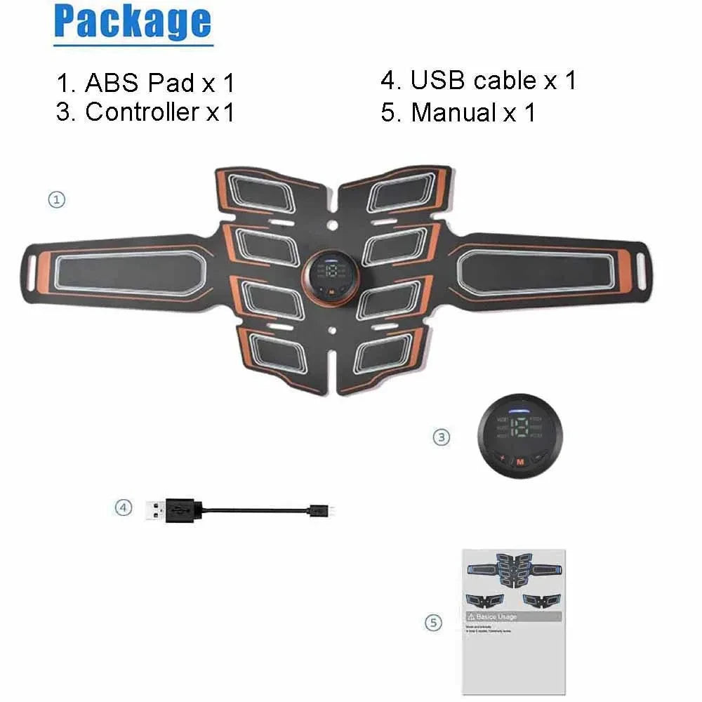 USB Rechargeable Portable Electronic Training Belt Abdominal Muscle Trainer Fitness Exercise Massager for Core Strength