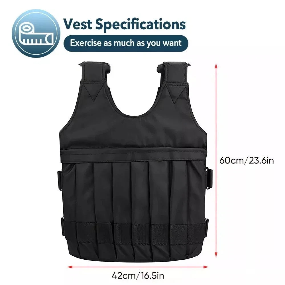 110Lbs Adjustable Exercise Weighted Vest Training Suit Workout Fitness Waistcoat Fitness Equipment Accessories Jogging Walking