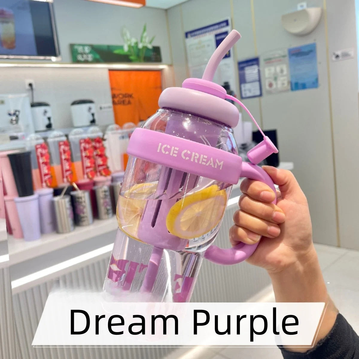 1300ML Large Capacity Plastic Water Bottle Cute Portable Children's Plastic Cup Leakproof with Straw Sports Water Cup Summer