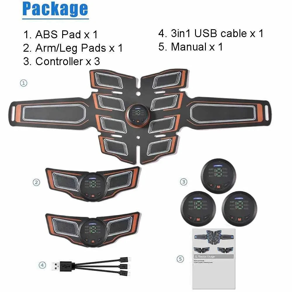 USB Rechargeable Portable Electronic Training Belt Abdominal Muscle Trainer Fitness Exercise Massager for Core Strength