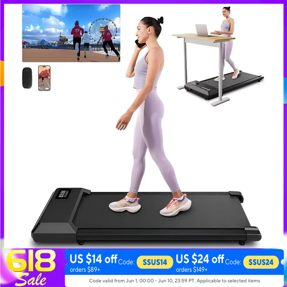 Superun  2-in-1 Home/Office 2.5 HP Walking Treadmill,mini Treadmills for Small Spaces with APP & Remote Control