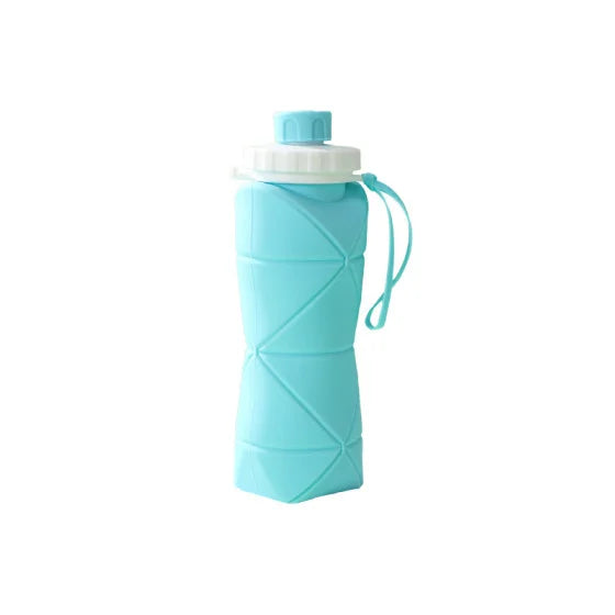 600ml Silicone Water Bottle Folding Portable Reusable Plastic Cups Outdoor Large capacity Gym Cycling hiking Drinking Bottle