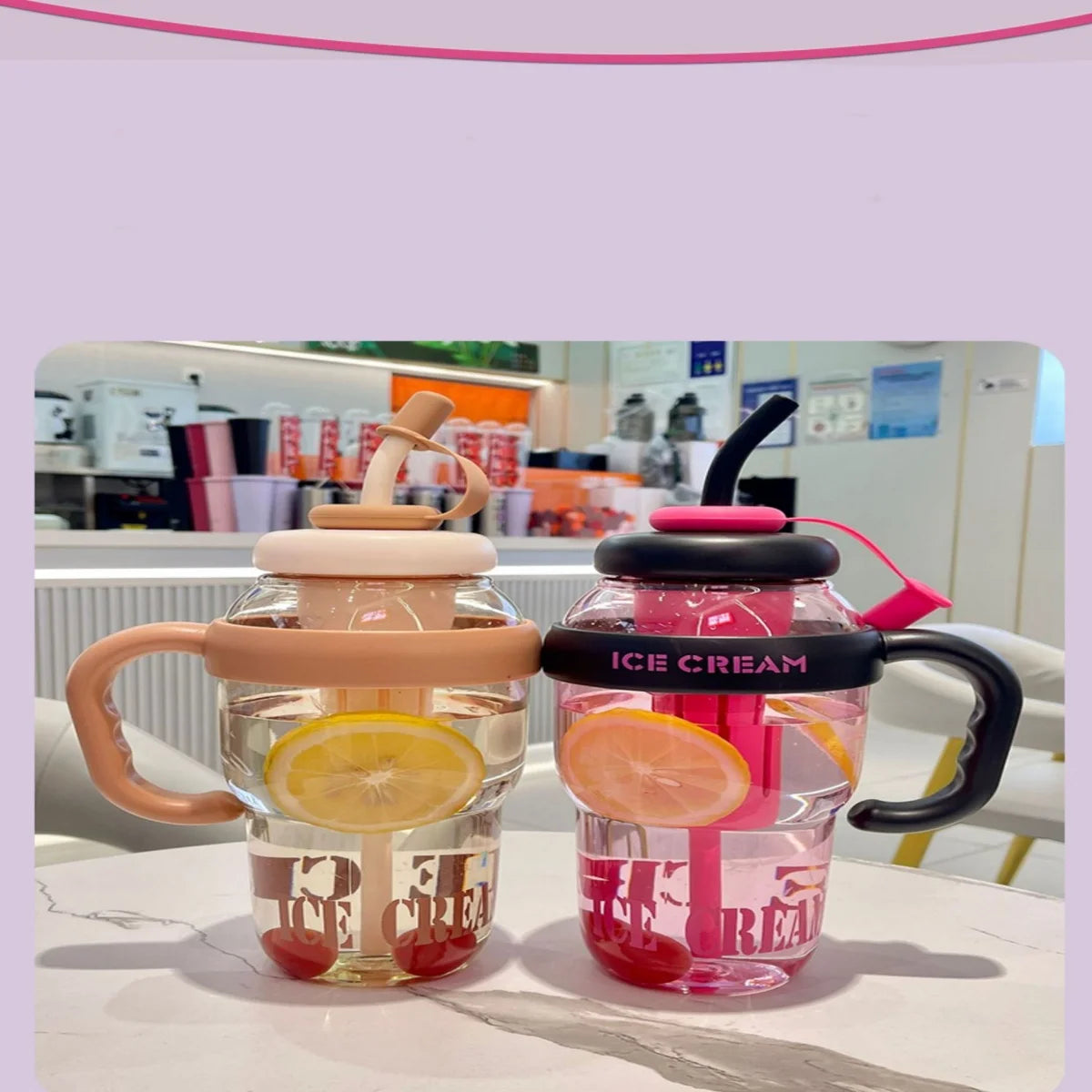 1300ML Large Capacity Plastic Water Bottle Cute Portable Children's Plastic Cup Leakproof with Straw Sports Water Cup Summer