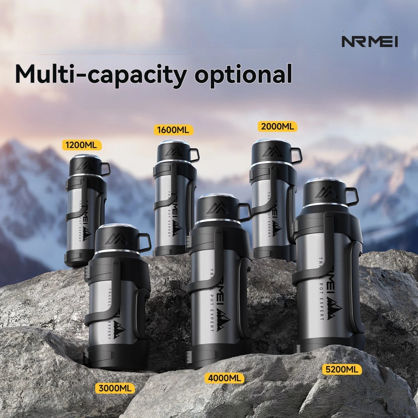 Nrmei Large Capacity Stainless Steel Water Bottle Insulated Vacuum Flask for Outdoor Camping And Adventure Water Preservation